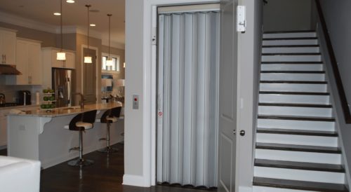 Home Elevator with closed accordion gate