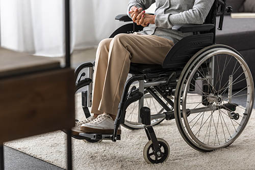 senior woman in wheelchair at home