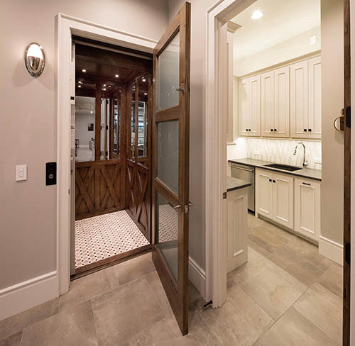 wood elevator custom flooring residential outside kitchen