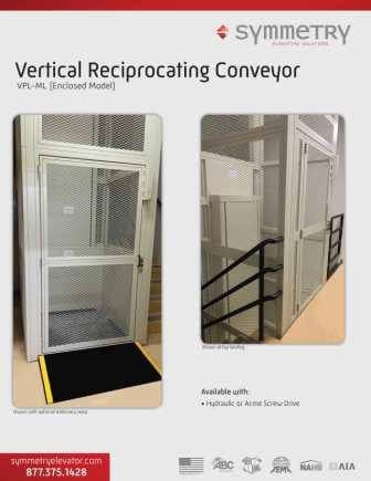 Symmetry Vertical Reciprocating Conveyor Model VPL-ML Enclosed