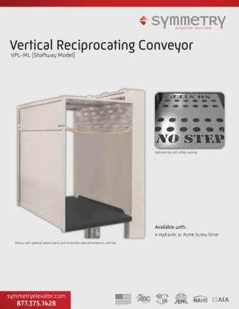 Symmetry Vertical Reciprocating Conveyor Model VPL-ML Shaftway