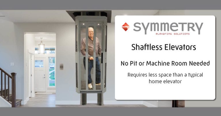 Symmetry Shaftless Home Elevator No Pit or Machine Room Required