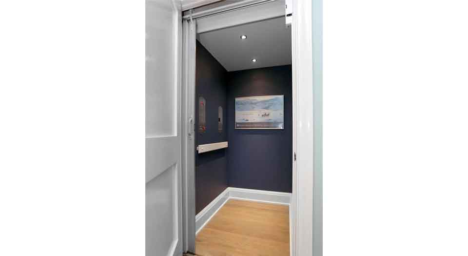 Symmetry Home Elevator in a custom Navy color